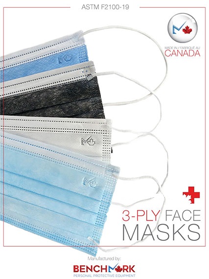3 ply disposable face masks made in Canada